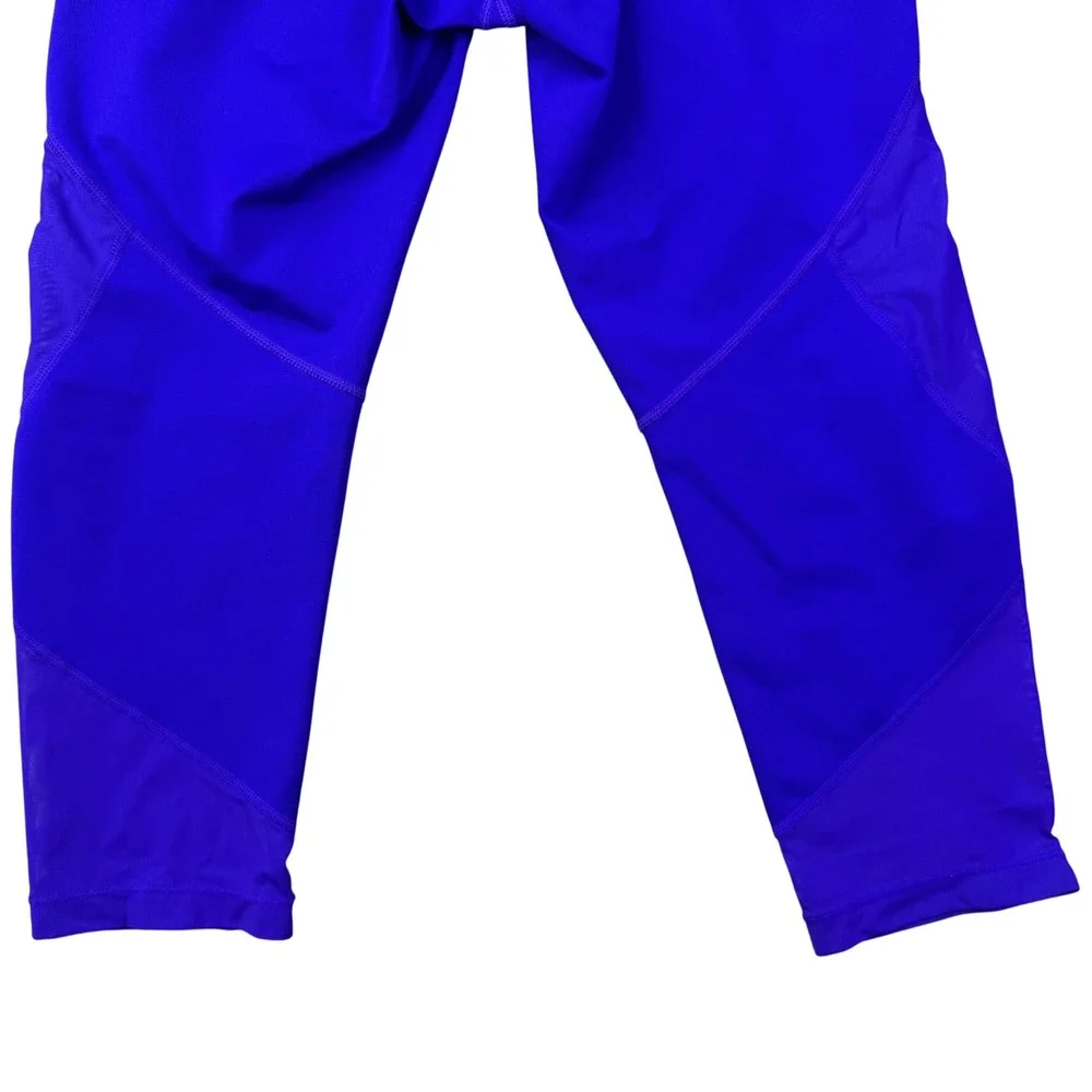 Athleta Royal Blue Cropped Activewear Mesh Curout Leggings Womens Small